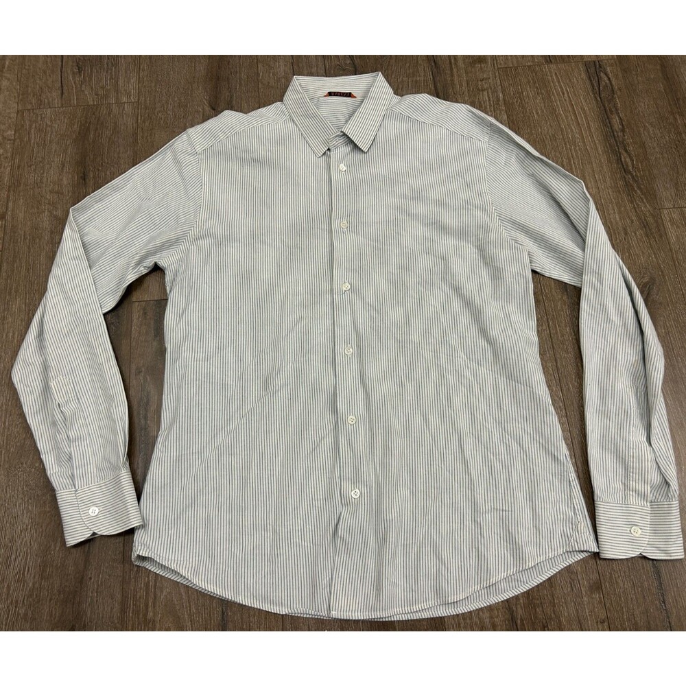Barena Mens Shirt Size 52 Blue White Pinstripe Button Up Long Sleeve Italy
